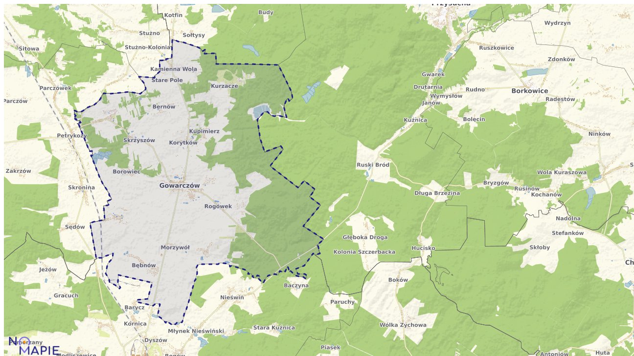 Mapa obszarów ochrony przyrody Gowarczowa